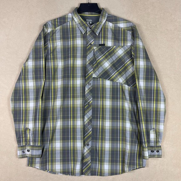 Columbia Mens L Long Sleeve Button Up Shirt Multicolor Plaid Zip Pocket‎ - Picture 1 of 11